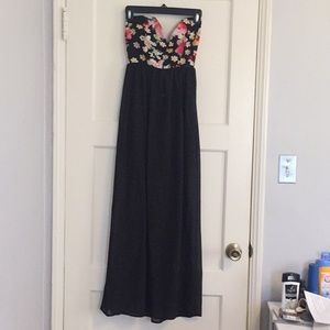 Floral black romper maxi